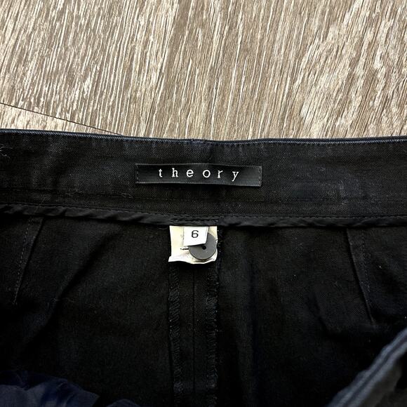 VTG GUC Theory Cropped Black Trousers Size 6 Slim Ankle Pant Cotton Lycra Blend - Picture 3 of 11